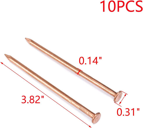 MY MIRONEY 10 Pack 4 Inch Copper Nails Solid Copper Nail Spikes for Slating & Roofing...