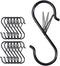 6 S-Hooks with Safety Clasps, Rustproof Coated S Metal Hooks for Hanging Plants, Kitchen Utensils, Jeans, Bags, Pots and Pans, 3.5-Inch, Black...