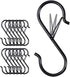 6 S-Hooks with Safety Clasps, Rustproof Coated S Metal Hooks for Hanging Plants, Kitchen Utensils, Jeans, Bags, Pots and Pans, 3.5-Inch, Black...