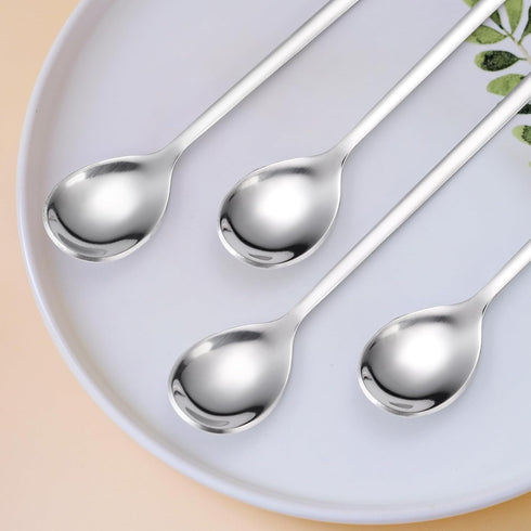 Dessert Spoons Silverware Christmas Silver Small Stainless Steel Flatware 6 Pieces Xmas Decorative Pendants Stirring Utensils for Coffee Tea Drink...