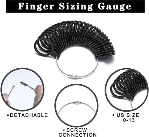 Novellaire 7-Piece Ring Sizer Measuring Tool for Both Men and Women. Includes Finger Ring Measurer, Ring Sizers, Ring Making Kit, Ring Mandrel, an...