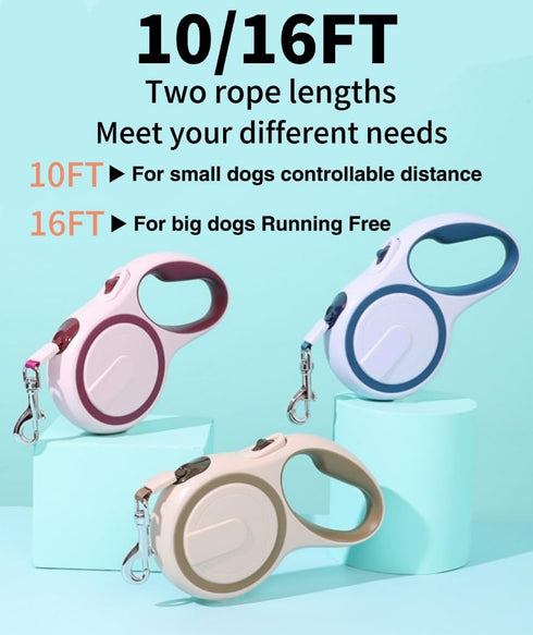 16FT 360° Tangle-Free Retractable Dog Leash with Non-Slip Handle |16ft Nylon Braided Rope | One Hand Brake, Pause, Lock (Sapphire Blue)...