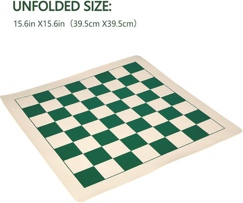 Roll Up Vinyl Chess Board Tournament 15.5" Chess Mat - Lightweight & Non Slip Portable Professional Club Chess Board for Beginner and Kids-Only Ch...
