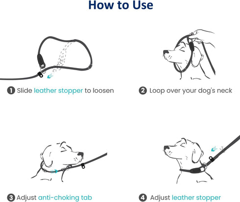 WePet Dog Training Slip Leash, No Pull, Durable Reflective Lead, Puppy Heavy Duty Loop Rope, Comfortable Handle, 6 ft, 3/8 inch, diam. Black/White...