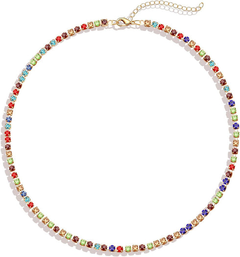 BVGA Dainty Gold Choker Necklace Colorful Heart Gemstone Choker Necklace Gold Plated Snake Chain Necklace Choker Necklaces Set for Women Girl Gift...