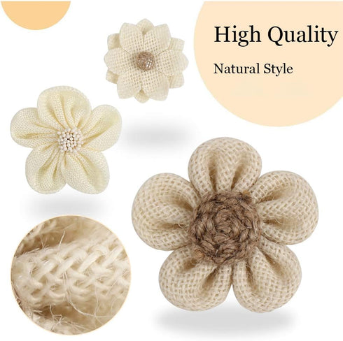 Handmade Natural Rustic Burlap Flowers Assorted Burlap Rose 20PCS for Wedding Decoration and Floral DIY Crafts Making by CCINEE...