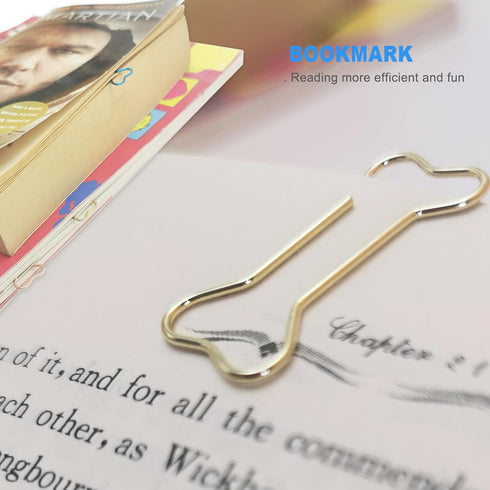 Paper Clips, 90 Pcs Cute Dog Bone Shaped Paper Clips, Fun Metal Office Supplies, School Gift, DIY Personalized Decoration, 3 Independent Bagged (G...