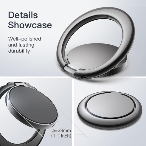 JETech Cell Phone Ring Holder, 360 Degree Rotation Metal Finger Grip Adjustable Cellphone Stand for Magnetic Car Mount, Compatible with iPhone, Ga...