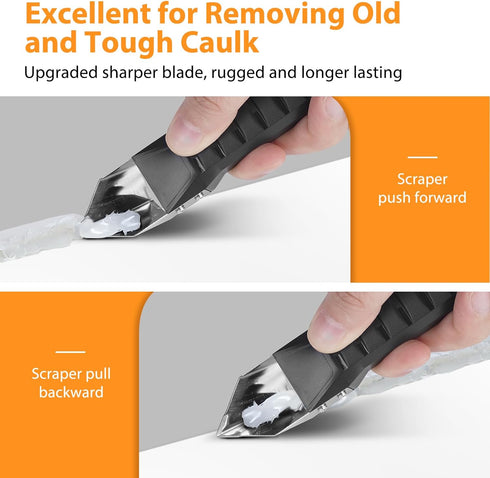Silicone Caulking Tool Caulk Remover 3 in 1 - Upgraded Grout Removal Tool Kit Smooth Caulk for Bathroom Tub Shower Window Floor Glue Trowel Paint ...