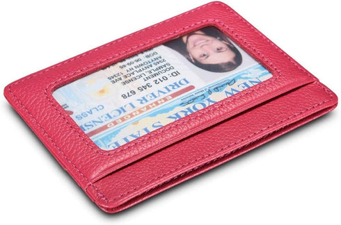 Unisex-Adult's Petite Credit Card Holder Leather Slim Minimalist Wallet, Rose with Id Window, Classic...