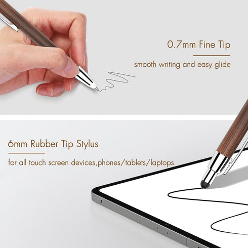 3 in 1 Wooden Ballpoint Pen with Light Tip and Rubber Stylus, Nice Pens for Journaling, Drawing, Signature, Gift, Writing in the Dark - White+Red ...