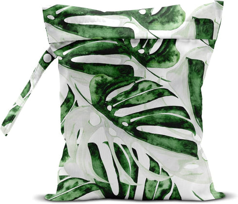 Wet Bag, Wet Dry Bag, Wet Bag for Swimsuit, Travel, Beach, Pool, Diapers, Dirty Yoga Gym Clothes, Makeup Bag, Waterproof Tropical Palm Leaves Deco...