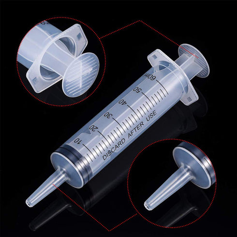 KEWAYO 3 Pack 60ml/cc Plastic Syringe Large Syringes Tools Catheter Tip individually sealed with Measurement for Scientific Labs, Measuring Liquid...