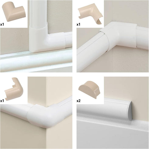 D-Line Large Cable Raceway Accessory Pack, Join 2in x 1in Cord Cover Lengths, 5 Accessories Included, Hide Cords Around a Variety of Angles - Beig...