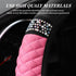 Diamond Leather Steering Wheel Cover for Women Girls, with Bling Bling Crystal Rhinestones, Universal Fit 15 Inch Car Steering Wheel Protector (Pi...