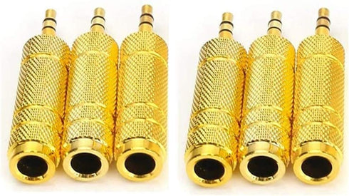 6PCS 3.5mm 1/8" Male Plug TRS to 6.35mm 1/4" Female Stereo Jack Adaptor-Gold Plated Converte,for Audio Earphone,Headphones ect...