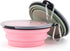 SLSON Collapsible Pet Feeder, 2 Pack Dog Bowls with Cover Lids, Portable Foldable Cat Water Dish Bowl for Pets, Small, Fairy Pink and Sprout Green...