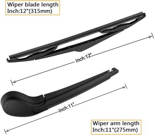 AUTOBOO Replacement For Focus 2012-2015 2016 2017 2018 Rear Windshield Wiper Blade Arm Set-Factory OE Style CV6Z17526C...