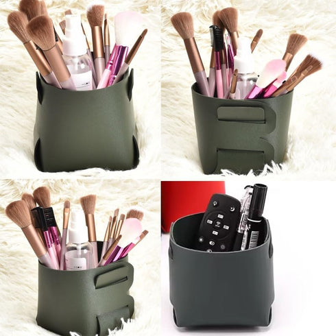 2 Pack Desktop Storage Box Organizer Collapsible Square Basket Bin Pen Holder for Makeup Brushes Gadget Cosmetic Pencil Lipstick Sunglasses Phone ...