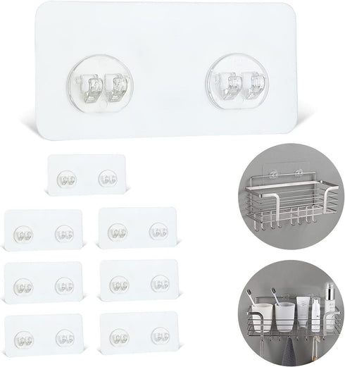 YOLOPLUS+ 8 Pack Shower Caddy Adhesive Hooks Replacement, Strong Sticker Hooks for Bathroom Shower Caddy Corner Shelf Basket Soap Dish Hanging Hoo...