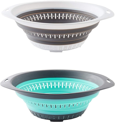 Collapsible Strainer/Colander(5 Quarts),Set of 2-Piece Food-Grade Silicone Kitchen Filter,Kitchen Folding Strainer for Pasta,Veggies and Fruits,Di...