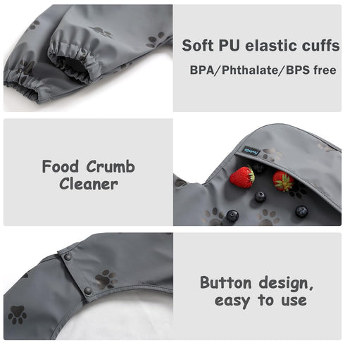 PewinGo Weaning Bib with Long Sleeves & BLW, Soft and Skin-Friendly Material, Coverall Bibs for Baby Feeding, Waterproof and Easy to Clean & Machi...