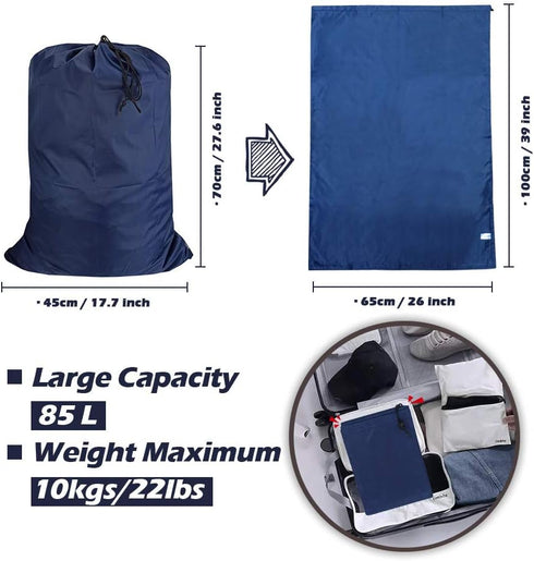 Washable Travel Laundry Bag with Drawstring (3 Pack), Large Dirty Clothes Bag Fit a Laundry Basket or Clothes Hamper, Enough to Hold 4 Loads of La...