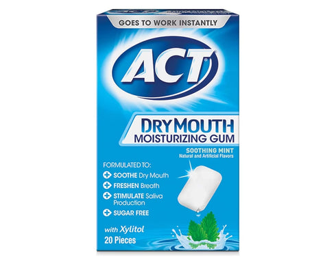 ACT Dry Mouth Moisturizing Gum, Soothing Mint, Sugar Free, 20 Count (Pack of 2)...