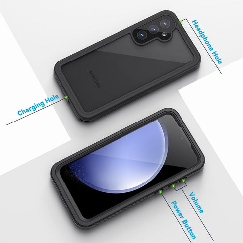 Lanhiem for Samsung Galaxy S23 FE Case, IP68 Waterproof Heavy Duty Protection Phone Cover for S23FE 5G 6.4 Inch Built-in Screen Protector, Black...