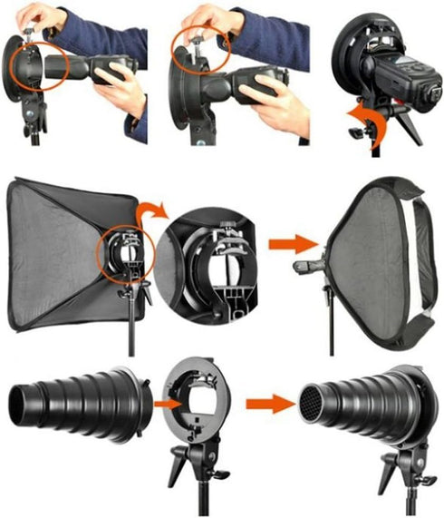 Godox S Type Bracket Bowens Mount Holder for Speedlite Flash Snoot Softbox Beauty Dish Reflector Umbrella...