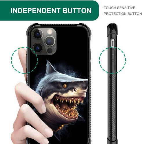 DJSOK Case Compatible with iPhone 13 Mini, Golden Toothed Shark Case for iPhone 13 Mini for Man Boys Girls Dual Layer Shockproof Rugged Cover Patt...