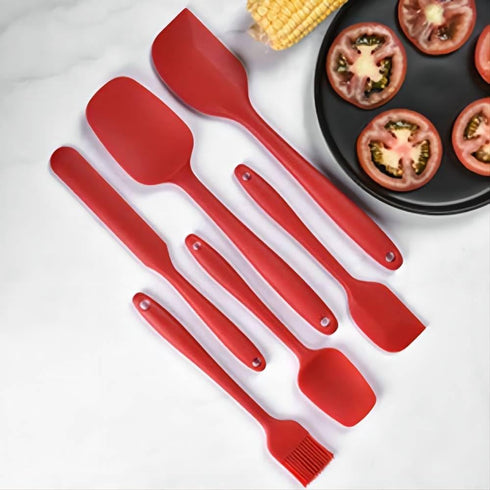 Silicone Spatula Set 6 Piece Kitchen Utensils for Cooking Baking and Mixing Heat Resistant Non Stick Rubber Spatula with 480 Degrees Fahrenheit He...
