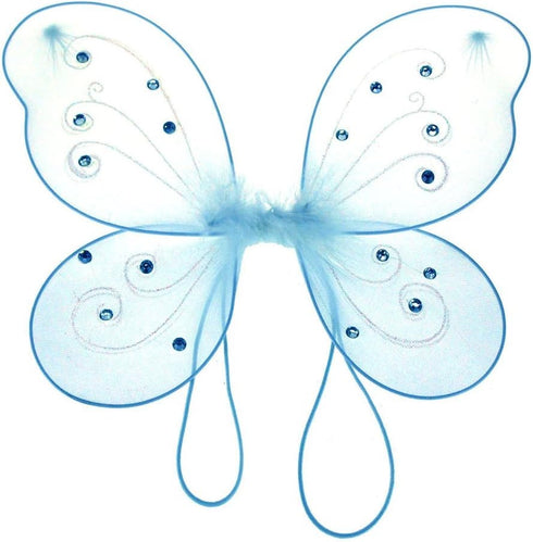 Firefly Imports Organza Nylon Butterfly Wings with Glitters, Kids Size, 12-Inch (Blue)...