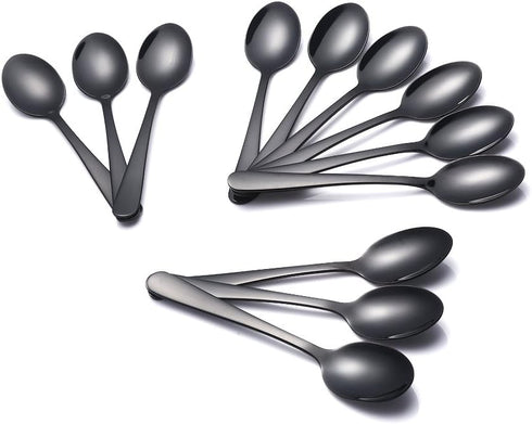 Buyer Star 12 Pieces Black Teaspoons 5.5-Inch Mini Coffee Spoons Stainless Steel Sugar Demitasse Espresso Spoons...
