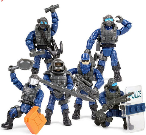 Special Forces Mini Military Action Figure with Weapons and Accessories Building Blocks Playset, 8 PCS Multiple Movable Joints SWAT Police Figure,...