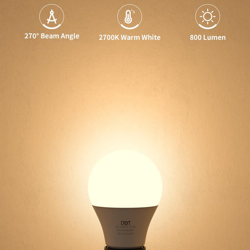 Light Bulbs 60 Watt Equivalent Solt White 2700K, E26 A19 LED Light Bulb 9W 800 Lumen, Focos LED para Casa, 120V 60HZ Lightbulbs for Indoor Outdoor...