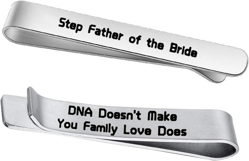 FEELMEM Step Father of The Bride Gifts Stepdad Wedding Gift DNA Does Stainless Steel Tie Clips Gift For Stepfather From Bride...