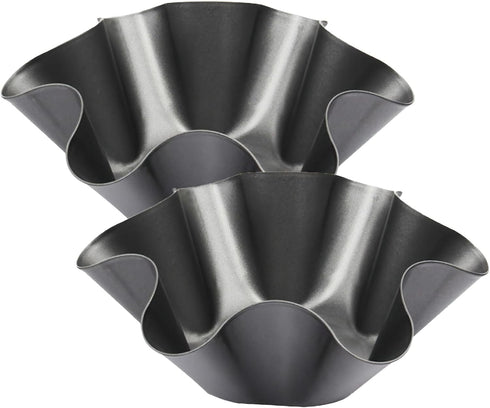 2 Pack 8.5" Nonstick Large Taco Shell Bowl – Carbon Steel Tortilla Maker Shell Pans Baking Molds Tostada for Frying Salad Bowls...