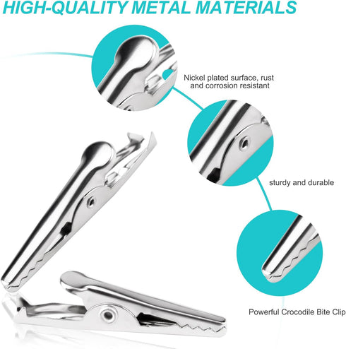160 PCS 35mm Metal Alligator Clips Crocodile Clamps Test Line Crocodile Clips Spring Clamps Silver Tone for Electric Testing Work and Cable Lead C...