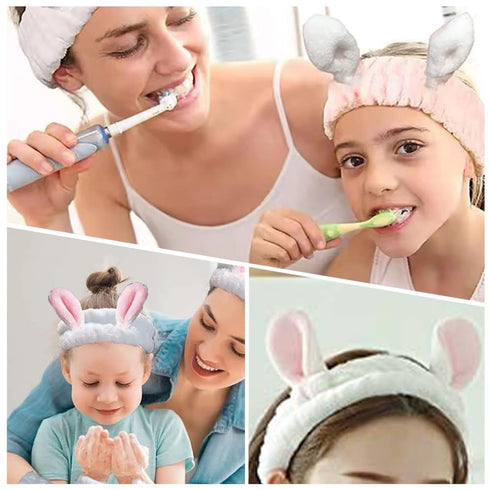 3 Pieces Cute Rabbit Ear Hairlace Soft Facial Headband Elastic Bunny Spa Skin Care Hairlace for Washing Face Beauty Skincare Shower...
