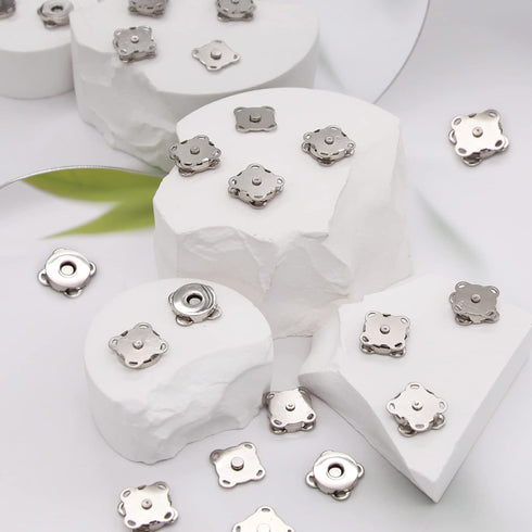 EuTengHao Magnetic Snaps Buttons, Silver Magnetic Purse Snap Clasps, Plum Magnetic Snap Closures for Purses Handbags, 15mm Magnet Button Closure F...