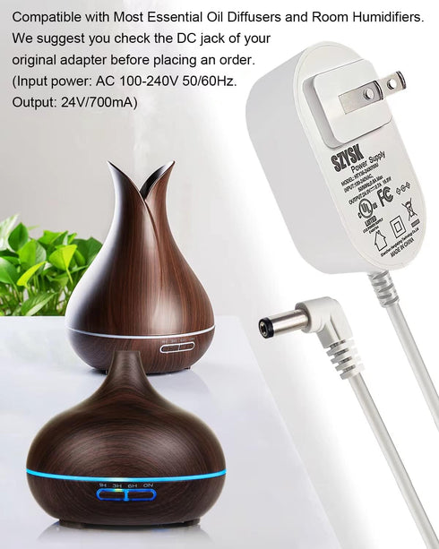 24V 0.7A/0.65A/0.6A/0.5A Diffuser/Humidmifier Power Adapters Cord Compatible with URPOWER doTERRA Young Living Dewdrop Essential Oil Diffuser, Inn...