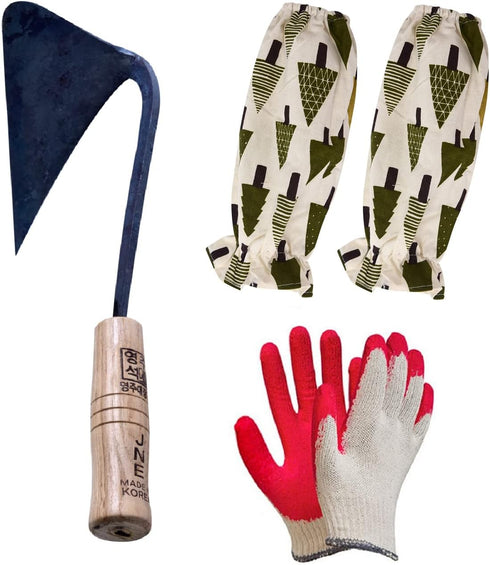 Homi YoungJu DaeJangGan Handmade Korean Hand Plow Garden Tool Weeding and Farming Weed Hoe/Homi/Ho-Mi Master Blacksmith With Working Gloves and Ar...