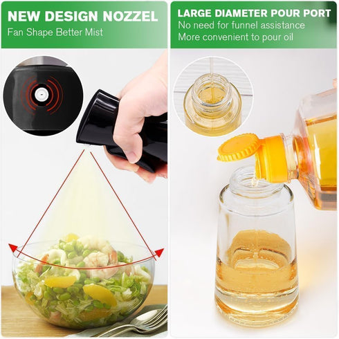 Oil Sprayer for Cooking, 180ml Glass Olive Oil Sprayer Mister, Olive Oil Dispenser Bottle with Brush, Kitchen Gadgets Accessories (Dark Black)...