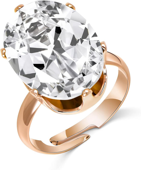 Linawe Cubic Zirconia Diamond Moissanite Love Rings for Women, 14K Gold/Rose Gold/Silver Adjustable Chunky Ring, Costume Rhinestone Jewelry for We...