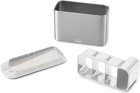 Joseph Joseph Surface Kitchen Sink Cutlery drainer, Utensil cutlery and kitchen gadgets holder with draining base, kitchen storage, Stainless Stee...