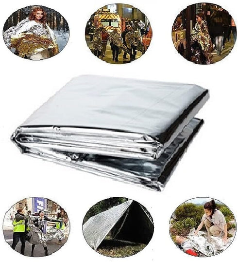 GALAXYLENSE Emergency Mylar Thermal Blanket for Survival First Aid Kits Army Outdoors Hiking Camping Bug Out Trauma Desert All Weather Condition P...