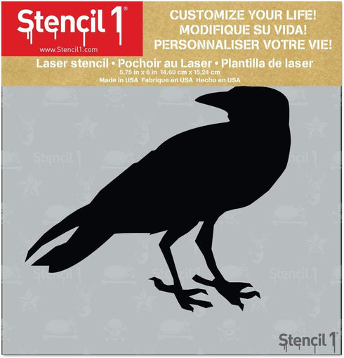 Stencil1 Raven Stencil - Durable Quality Reusable Mylar Stencils - Great for Halloween & Pumpkin Decorating Art Craft - 5.75" x 6"...