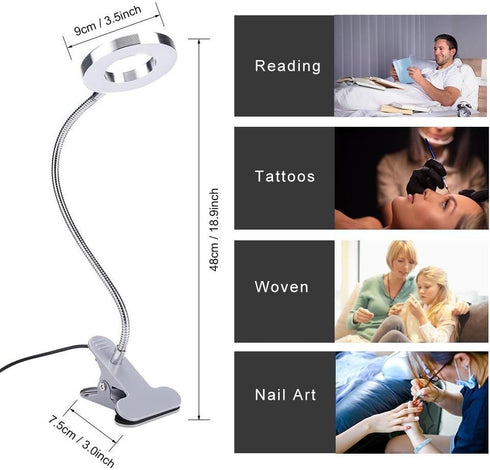 ZJchao Clip on Light, Makeup LED Lights USB Cosmetic Lamp Eyebrow Lip Beauty Salon Desktop Led Lights with Clip Reading Desk Light Book Light for ...