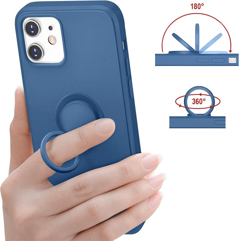 Hython Case for iPhone 12 Case & iPhone 12 Pro Case with Ring Stand, 360° Rotatable Ring Holder Magnetic Kickstand, Shockproof Rubber Protective P...